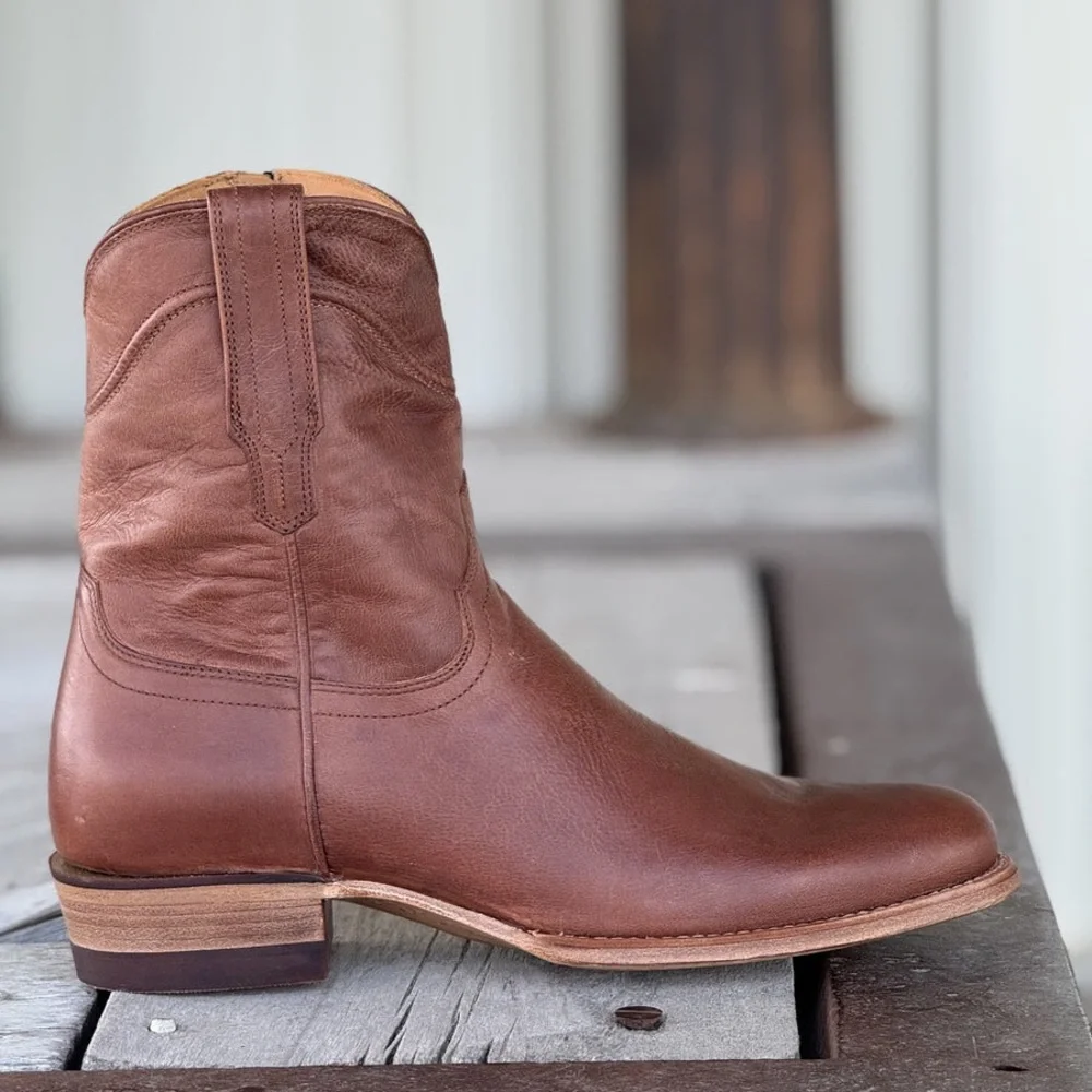 Tecovas Men's The Dean Scotch Brown Goat Leather Side-Zip Western Boots 11 EE - Picture 6 of 15